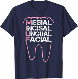 Funny Dental Quote Milf Mesial Incisal Lingual Facial T-Shirt - T-Shirt | Navy