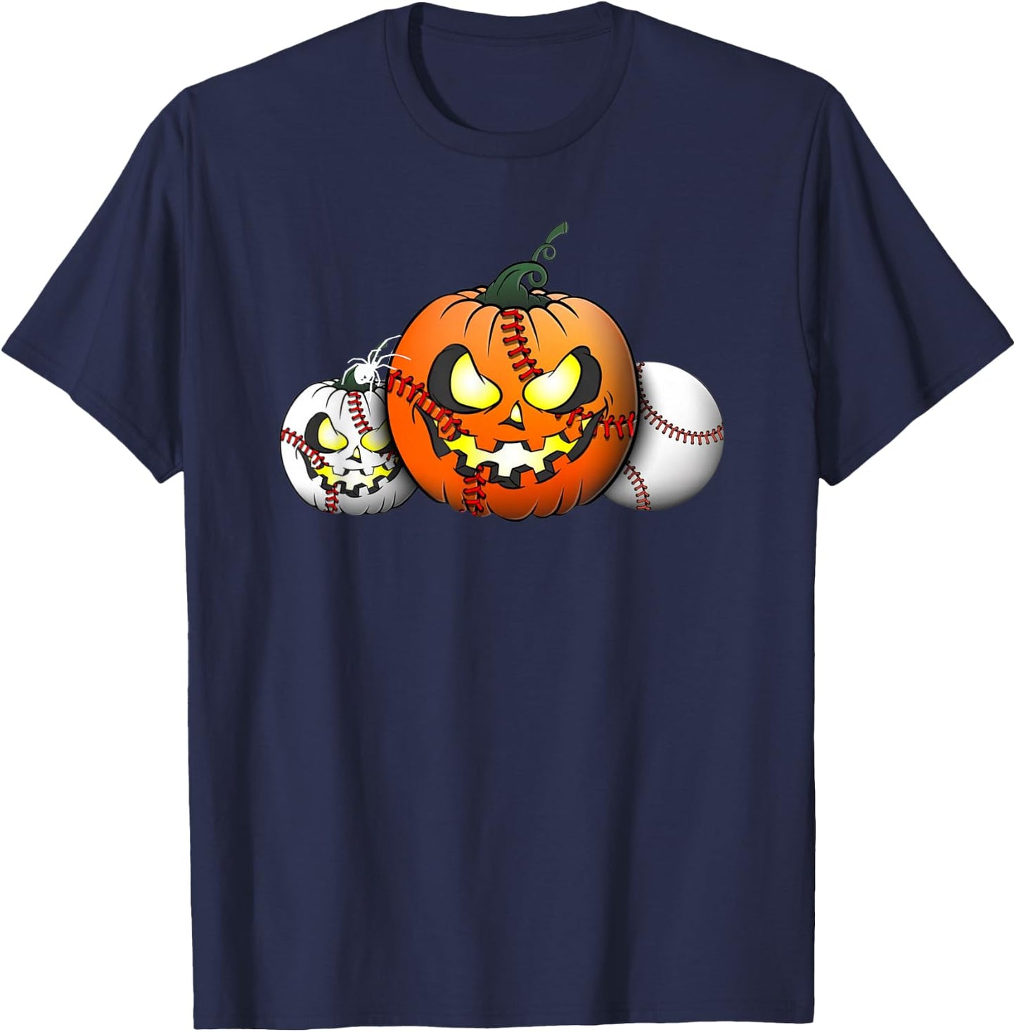 Horror Pumpkin Baseball Halloween Baseball Boys Youth Men T-Shirt - T-Shirt | Navy