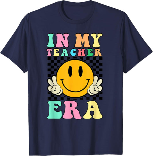 In My Teacher Era Retro Back To School Teacher Student T-Shirt - T-Shirt | Navy