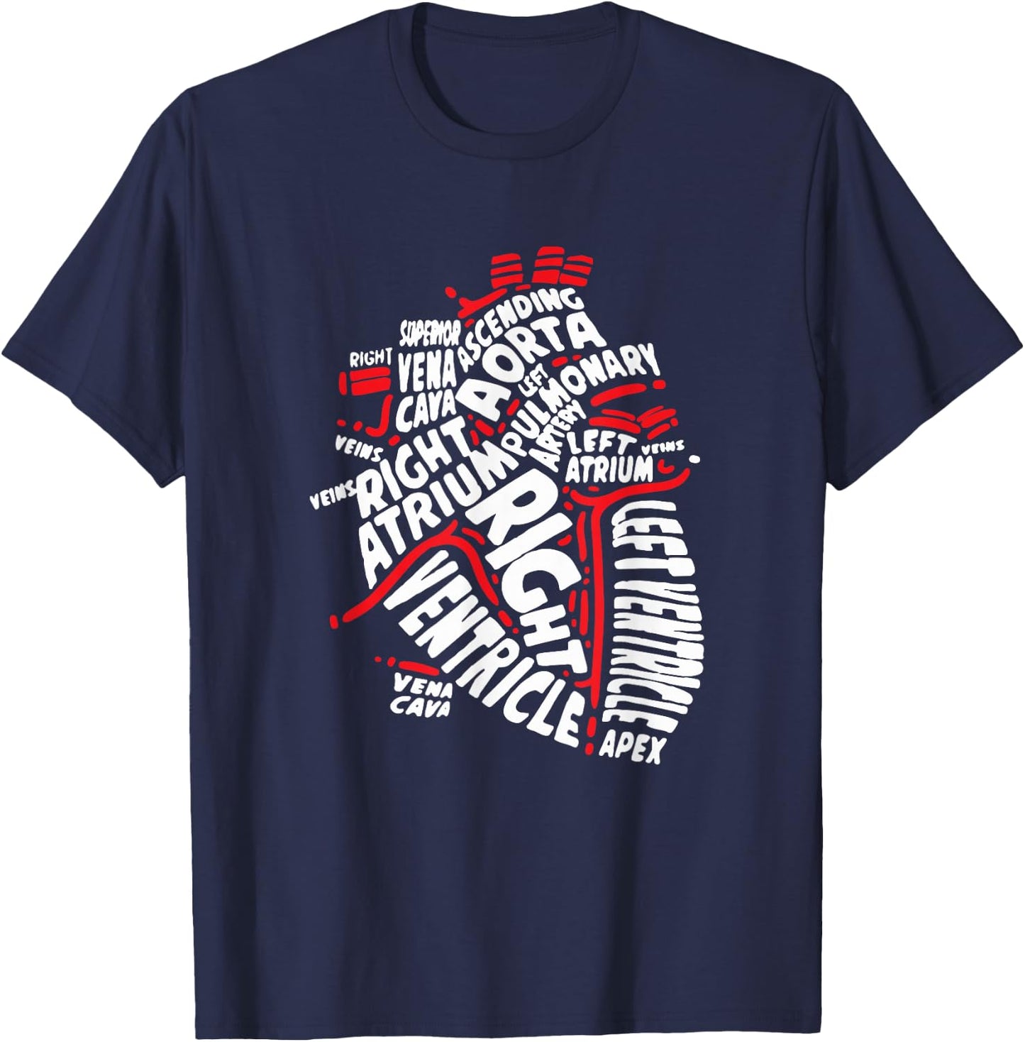 Anatomical Heart Medical Parts of Heart Anatomy T-Shirt - T-Shirt | Navy