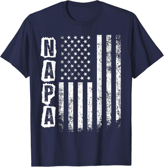 Napa Father's Day American Flag 4th of July T-Shirt - T-Shirt | Navy