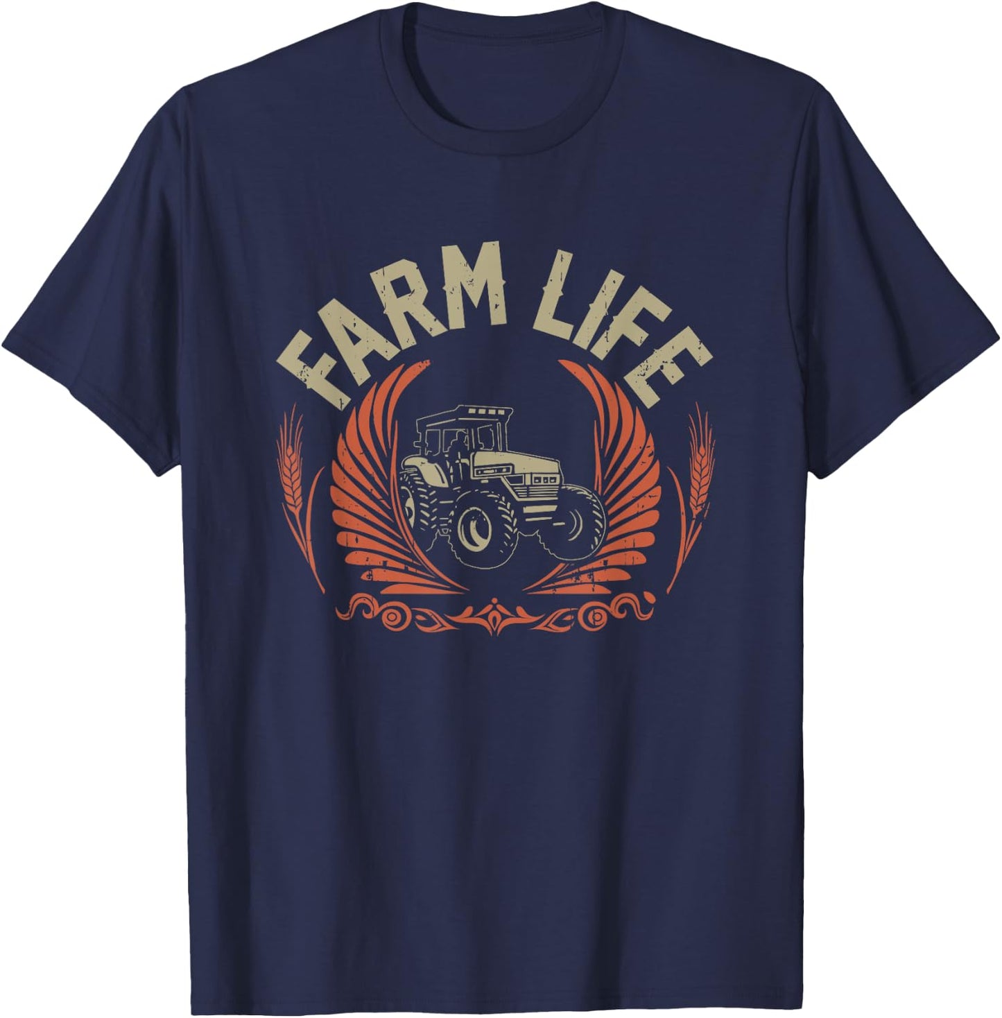 Vintage Farmer Shirt Men Tractor Gift Boys Farm Rancher T-Shirt - T-Shirt | Navy