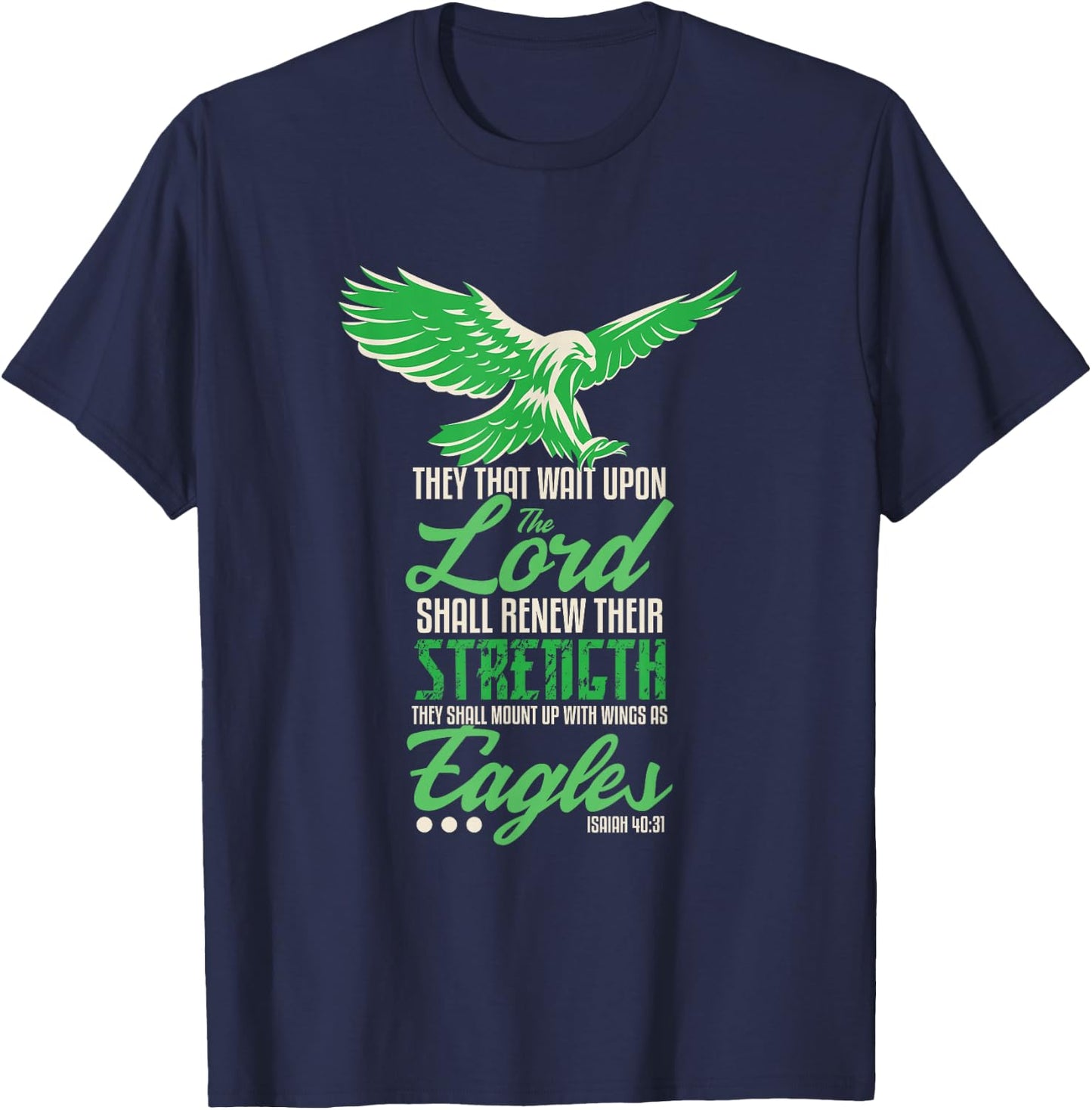 Wings like Eagle Isaja 40 31 Christian Bible Station T-Shirt - T-Shirt | Navy