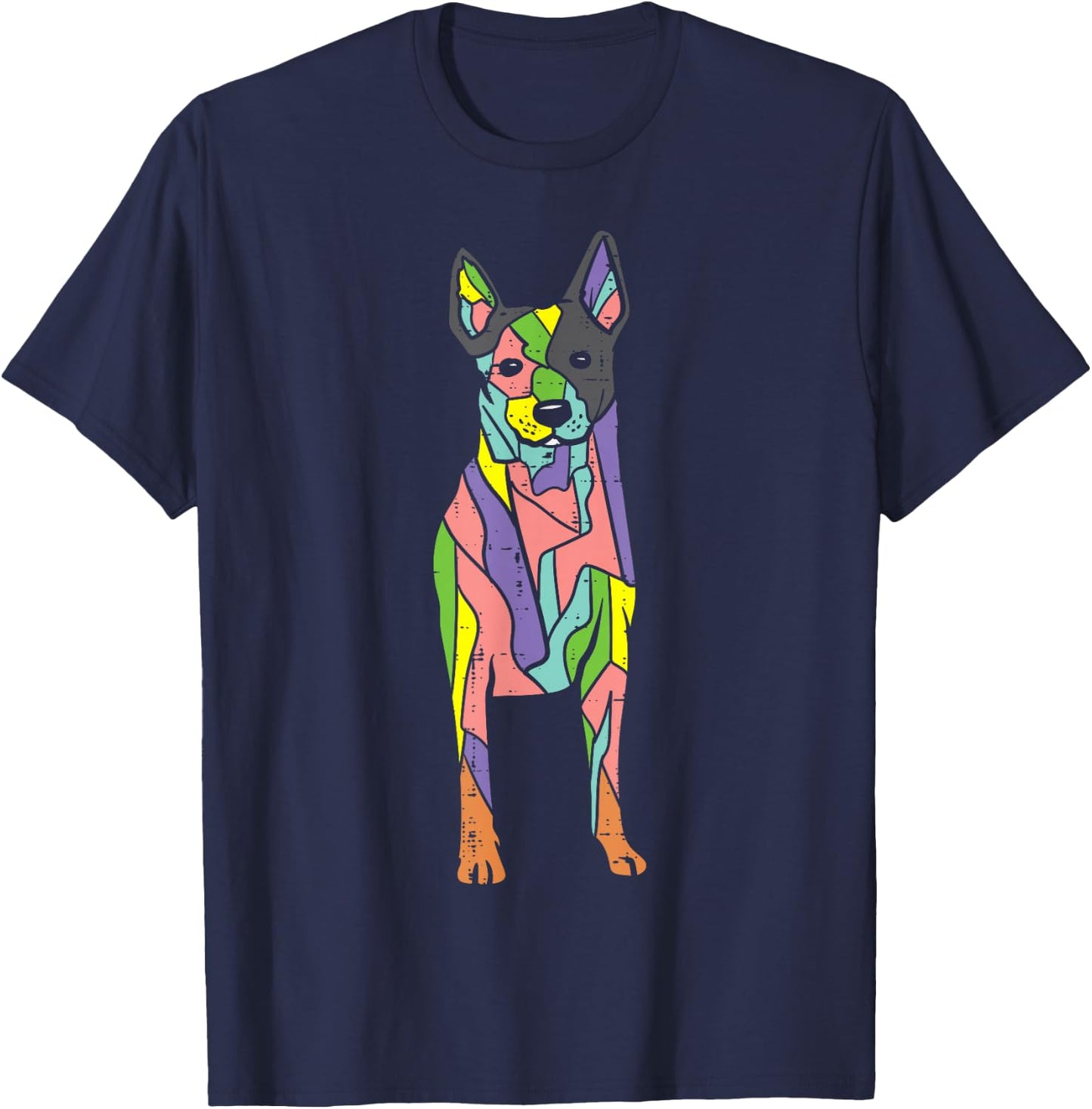 Colorful Heeler Cute Blue Red Australian Cattle Dog Art Gift T-Shirt - T-Shirt | Navy