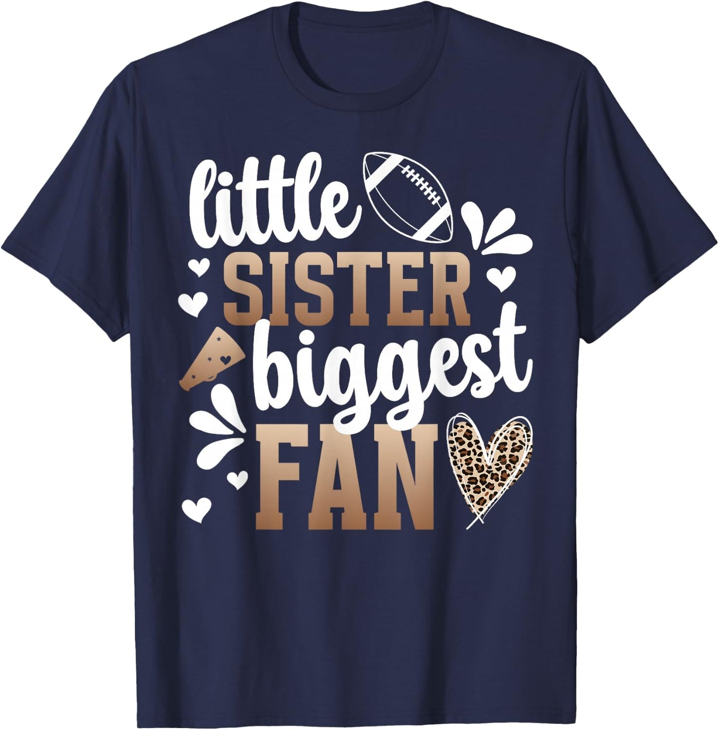 Little Sister Flag Football Sister of A Flag Football Player T-Shirt - T-Shirt | Navy
