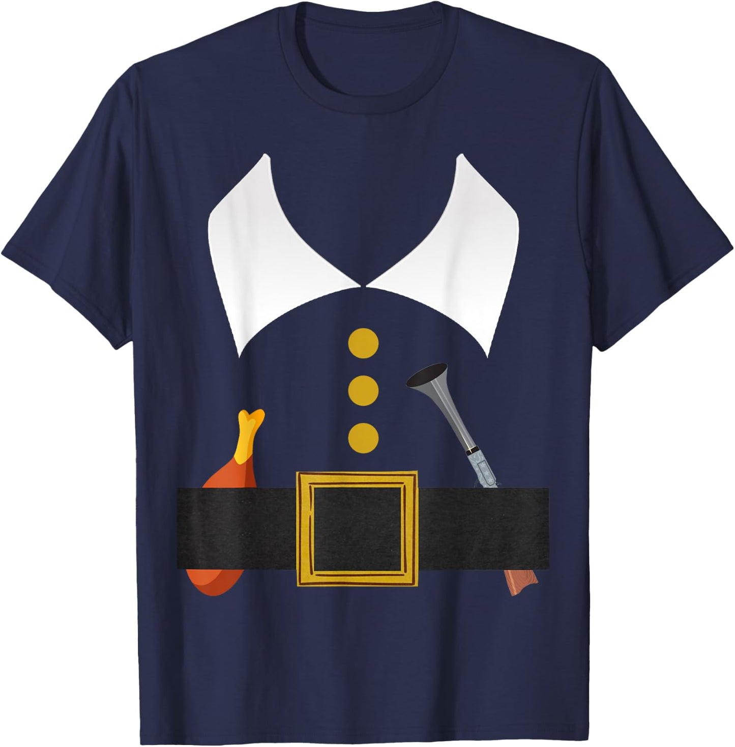 Mr pilgrim Hunter Turkey Leg costume Thanksgiving Boys T-Shirt - T-Shirt | Navy