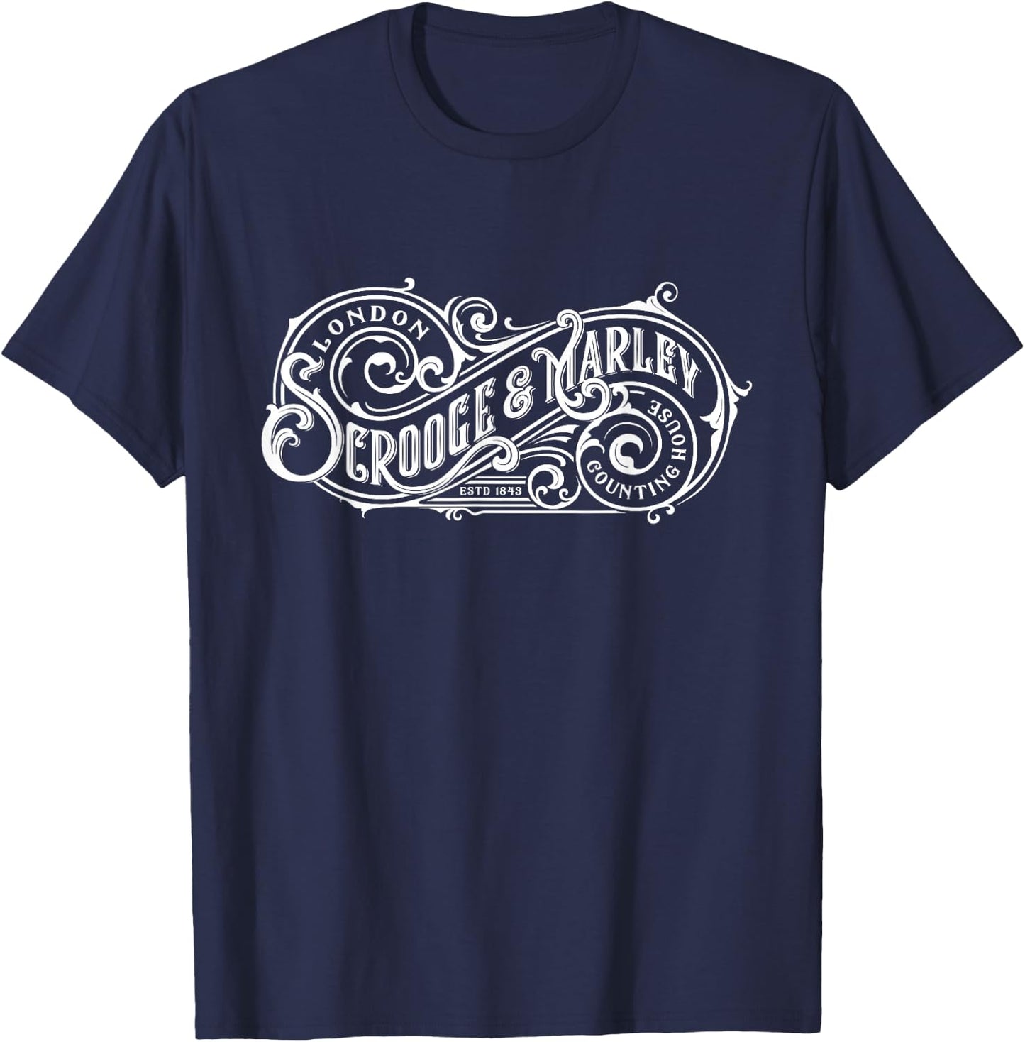 Christmas Carol Scrooge and Marley Counting House Gift T-Shirt - T-Shirt | Navy