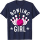 Funny Bowling Gift Kids Cool Bowler Girls Birthday Party T-Shirt - T-Shirt | Navy