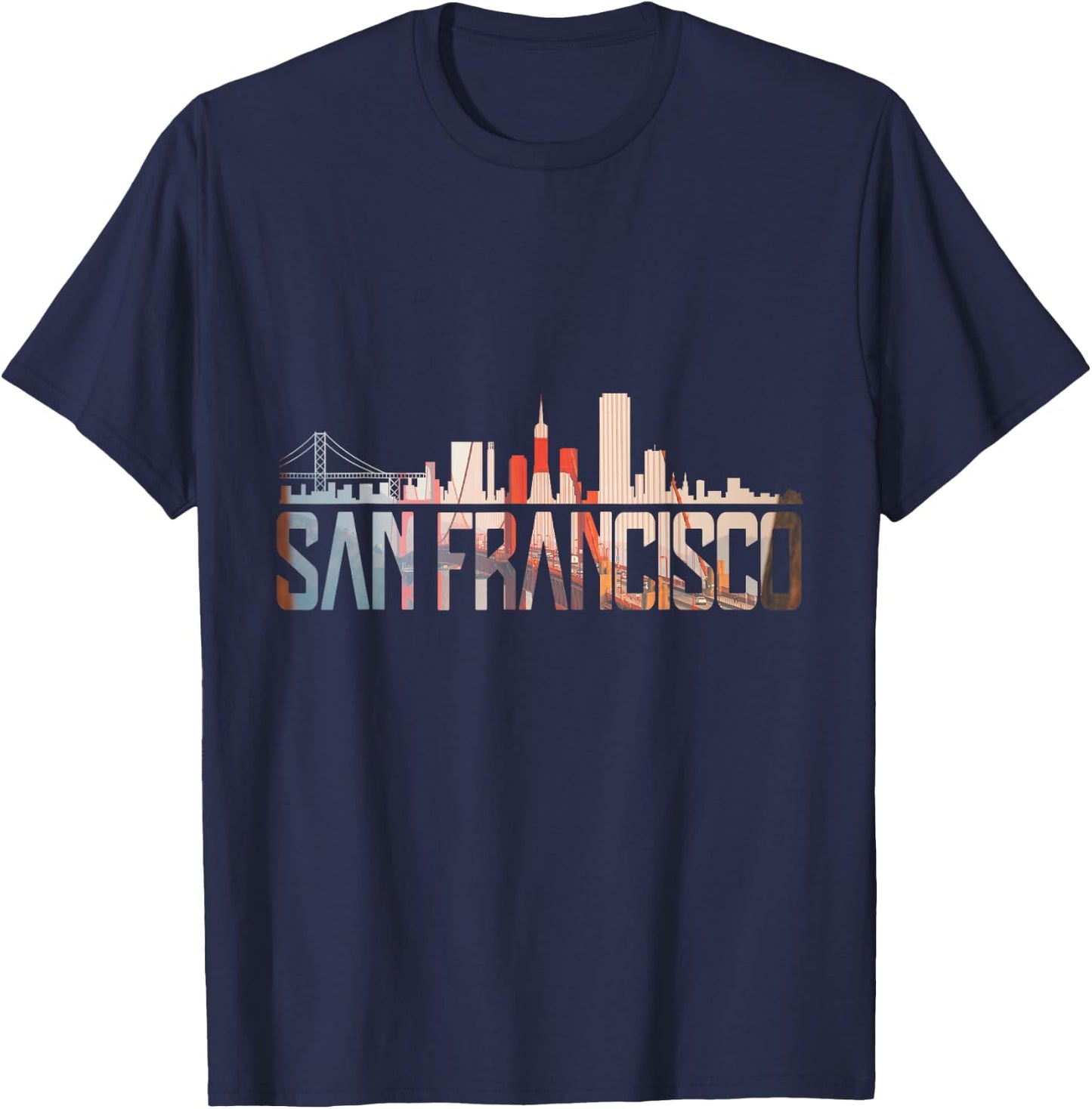 San Francisco Golden Gate Brigde California Skyline T-Shirt - T-Shirt | Navy