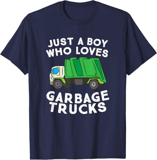 Garbage Truck Just A Boy Who Loves Garbage Trucks T-Shirt - T-Shirt | Navy
