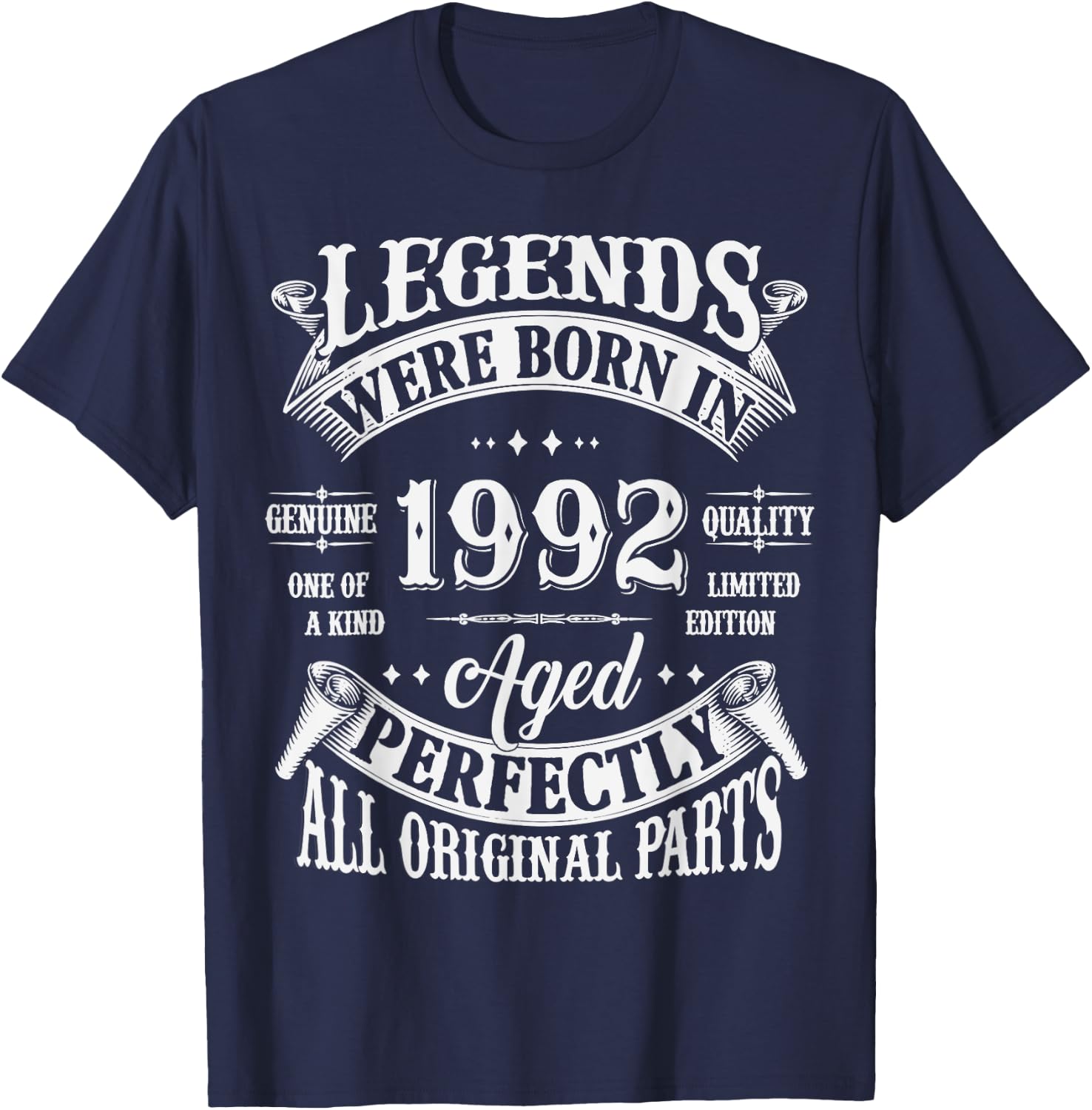 33rd Birthday 33 Years Old Vintage Legends Born In 1992 T-Shirt - T-Shirt | Navy