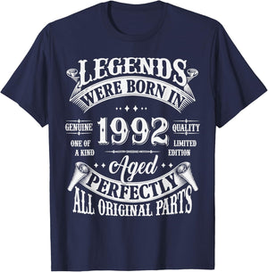33rd Birthday 33 Years Old Vintage Legends Born In 1992 T-Shirt - T-Shirt | Navy