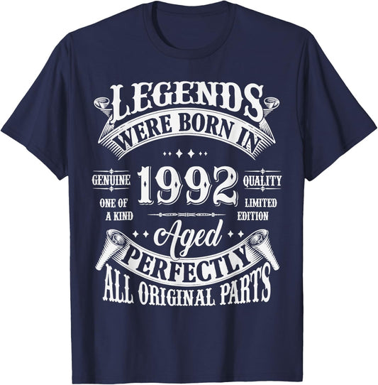 33rd Birthday 33 Years Old Vintage Legends Born In 1992 T-Shirt - T-Shirt | Navy