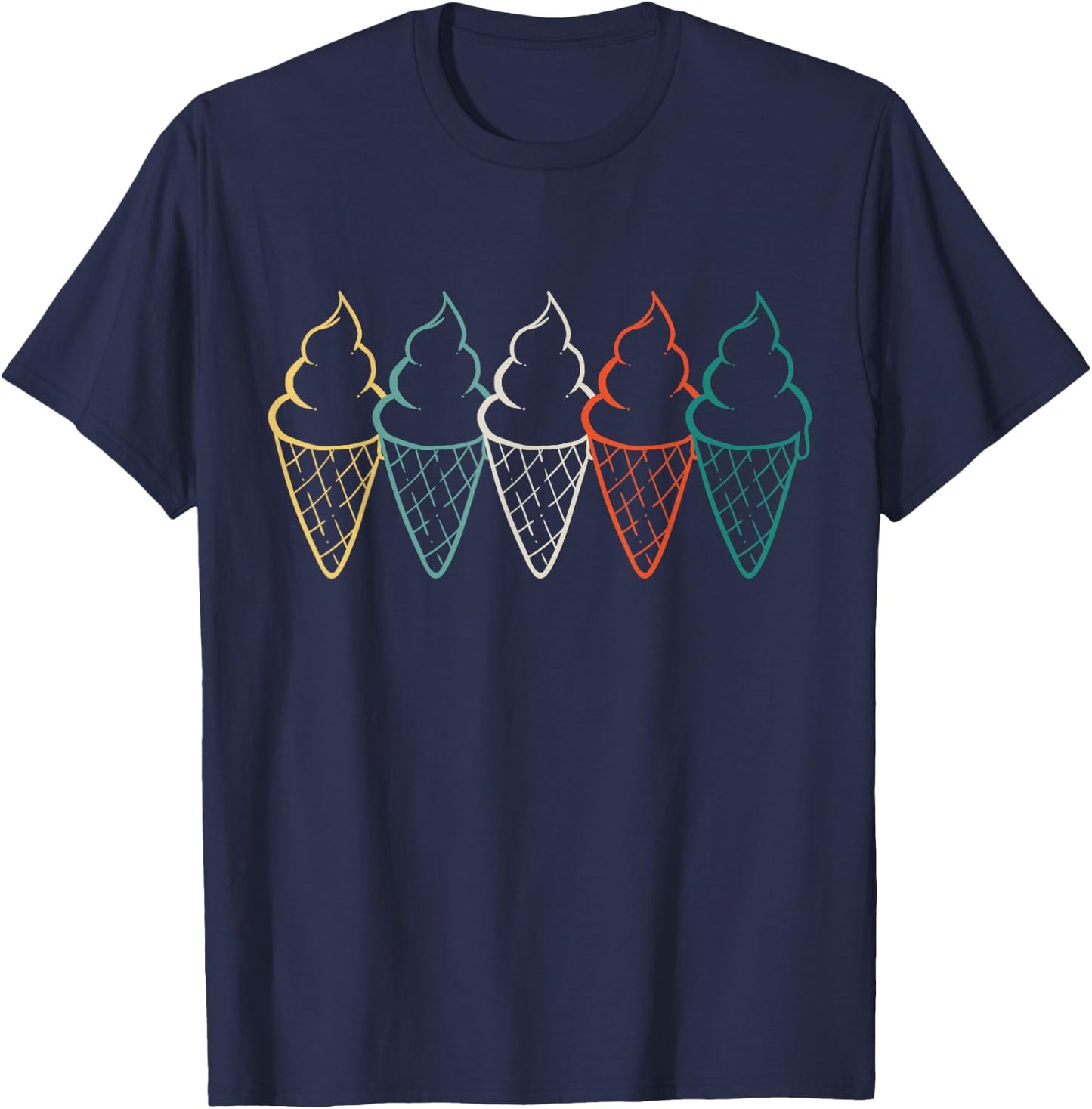 Ice Cream Cones Retro T-Shirt - T-Shirt | Navy