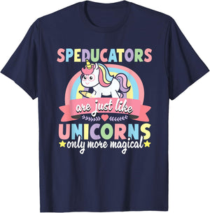 Speducator Special Education Teacher Funny Unicorn SPED Men Women T-Shirt - T-Shirt | Navy