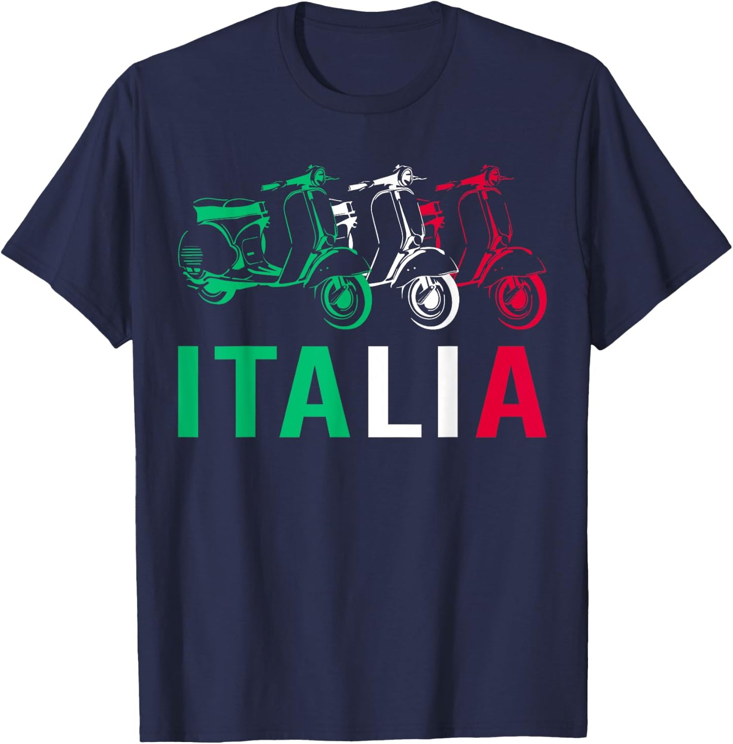 Italia Vintage Scooter Funny Italian Flag Scoot Lover Gift T-Shirt - T-Shirt | Navy