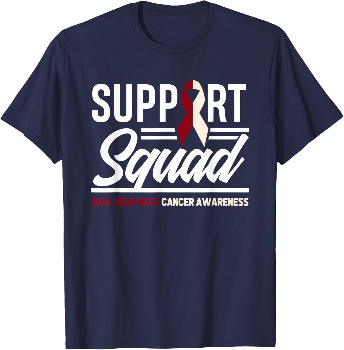 Support Squad Throat Oral Head & Neck Cancer Awareness T-Shirt - T-Shirt | Navy