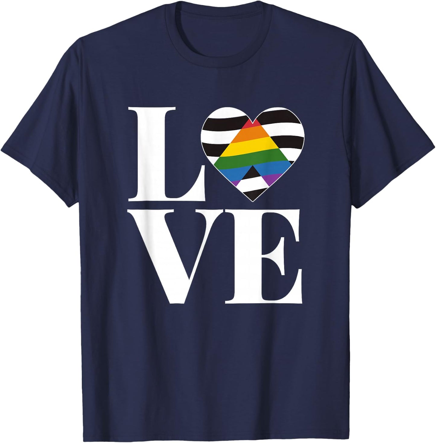 LOVE Straight Alliance Shirt Straight Ally Pride Flag T-Shirt - T-Shirt | Navy