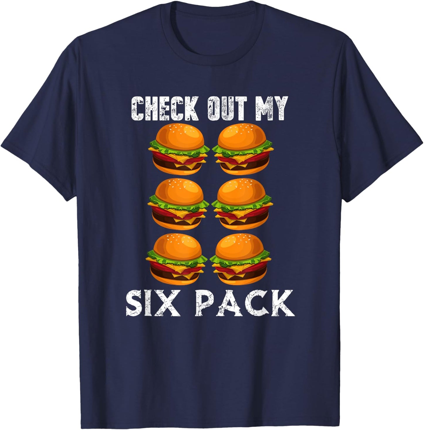 Check out my six pack burger shirt gym T-Shirt - T-Shirt | Navy