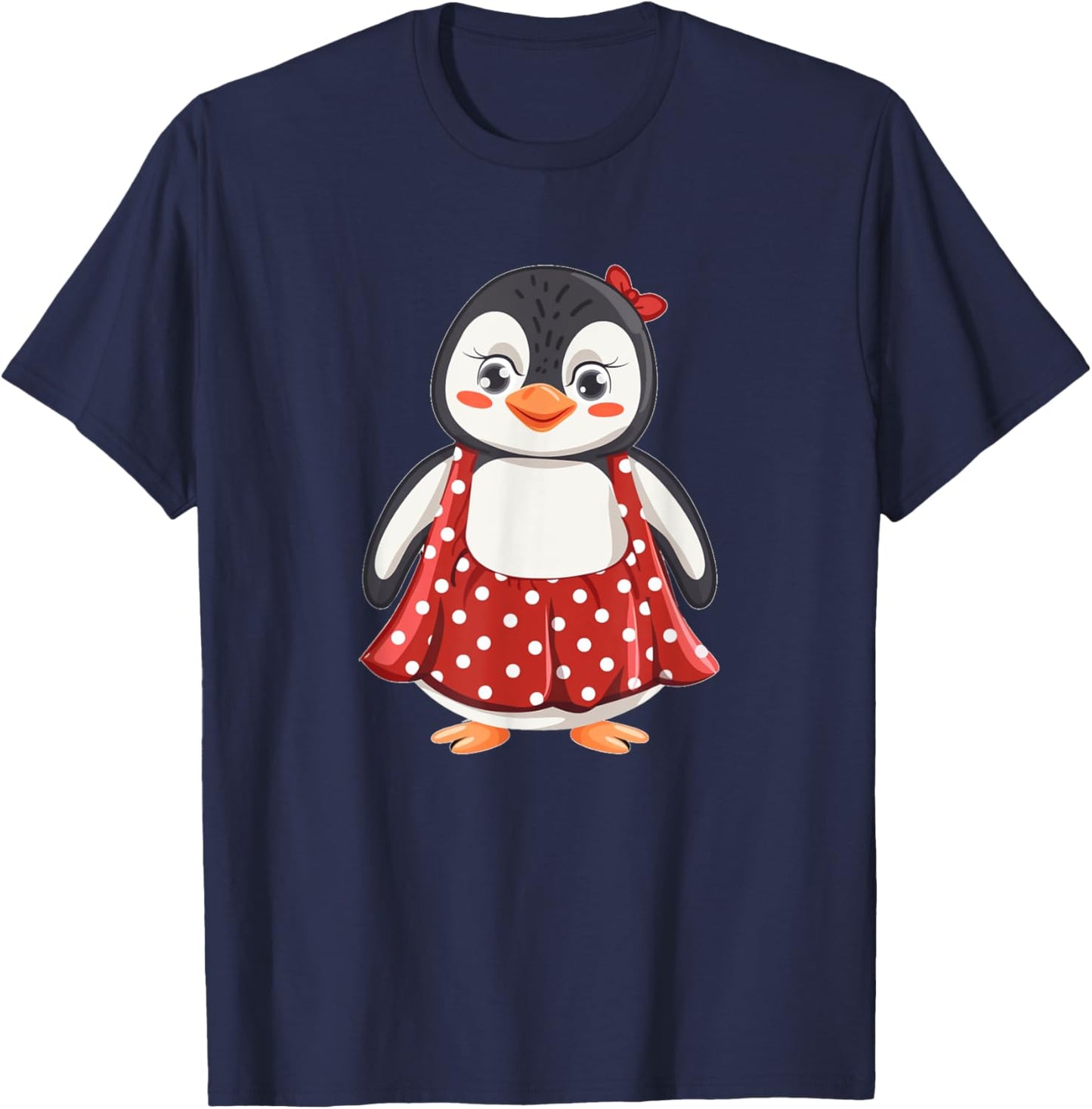 Cute Polka Dot Penguin for Dress and Penguins Lovers T-Shirt - T-Shirt | Navy