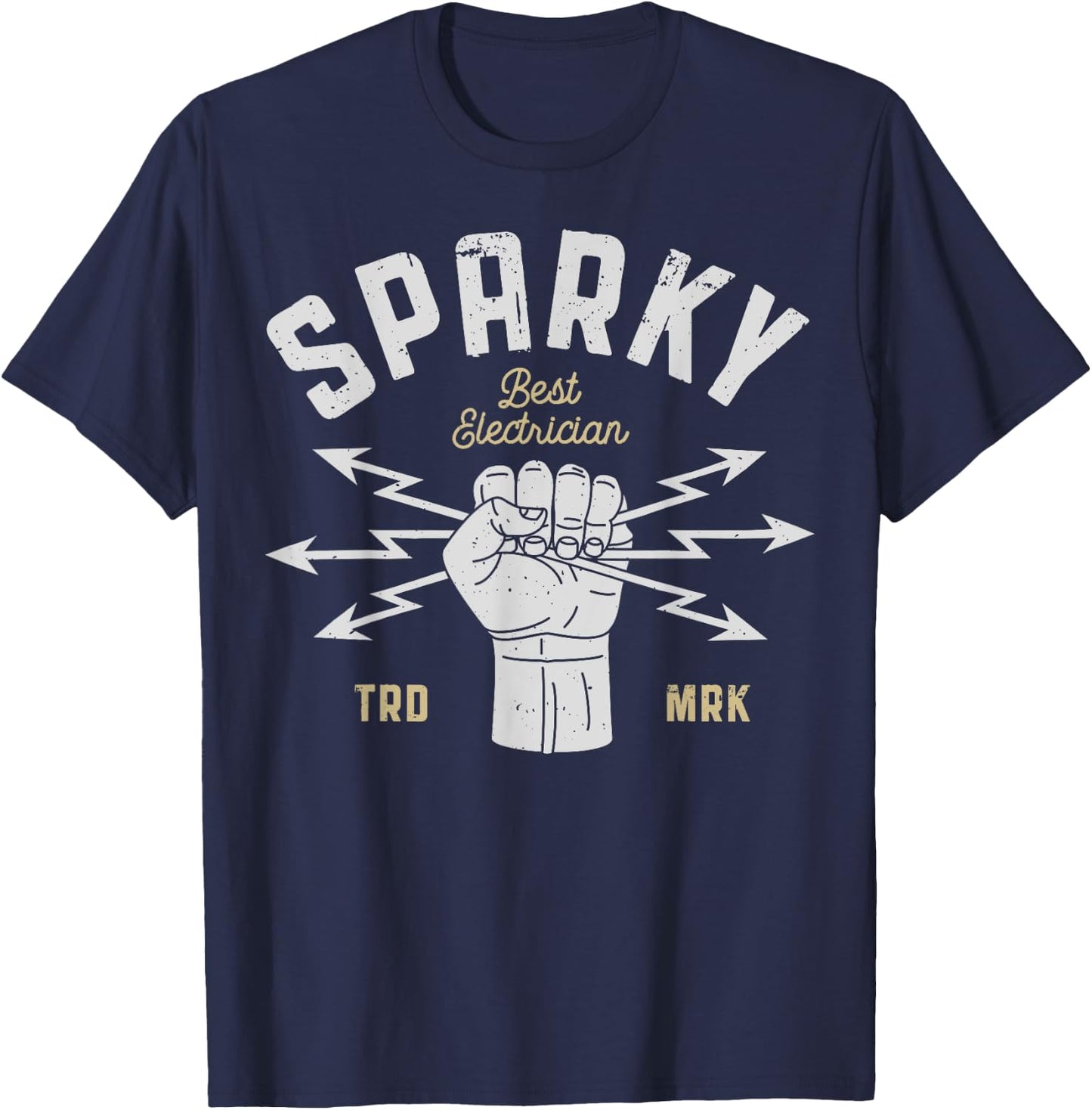 Sparky Electrician Funny Lineman Dad Retro Vintage Novelty T-Shirt - T-Shirt | Navy