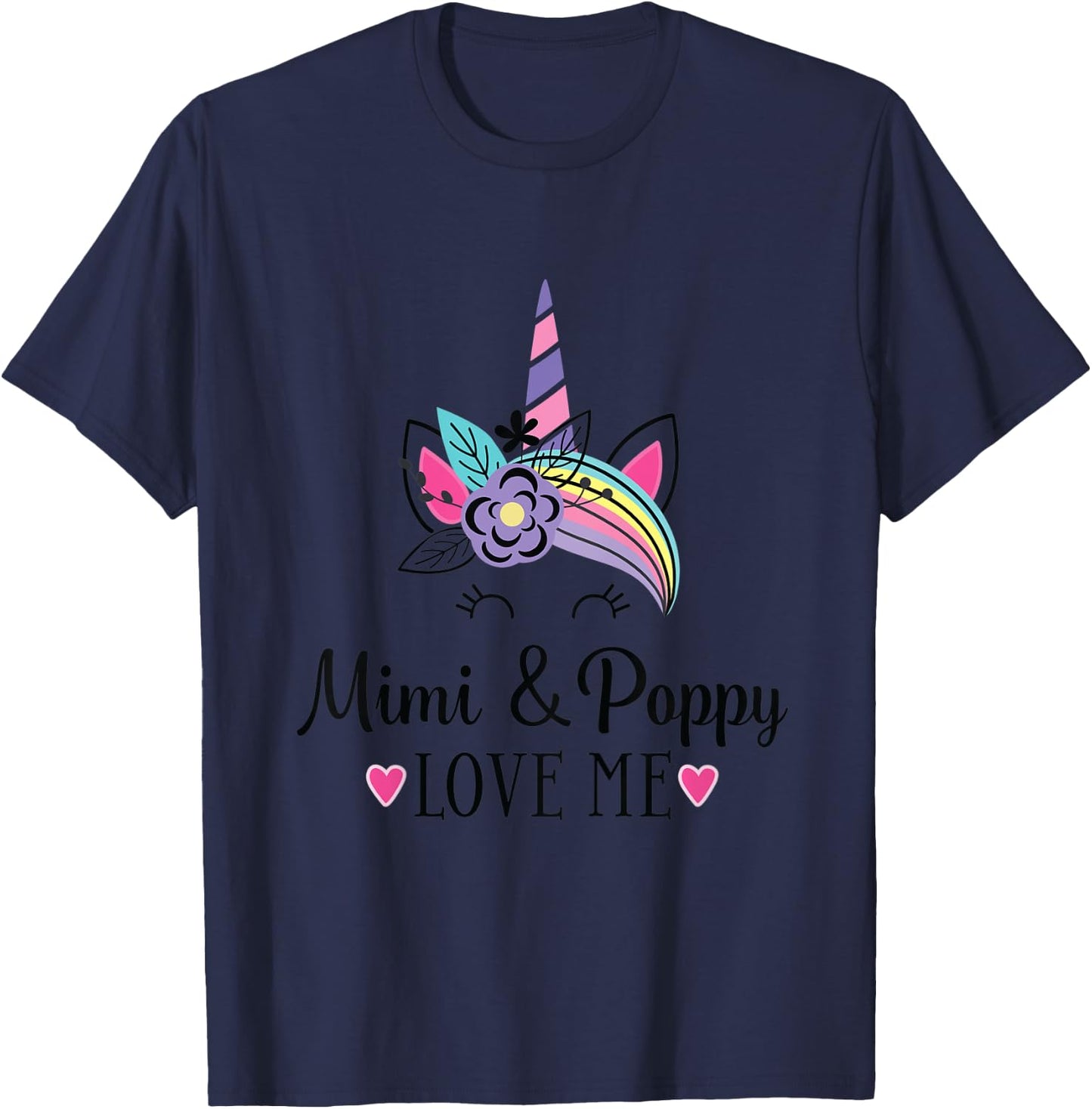 Kids Mimi and Poppy Love Me Granddaughter Unicorn T-Shirt - T-Shirt | Navy