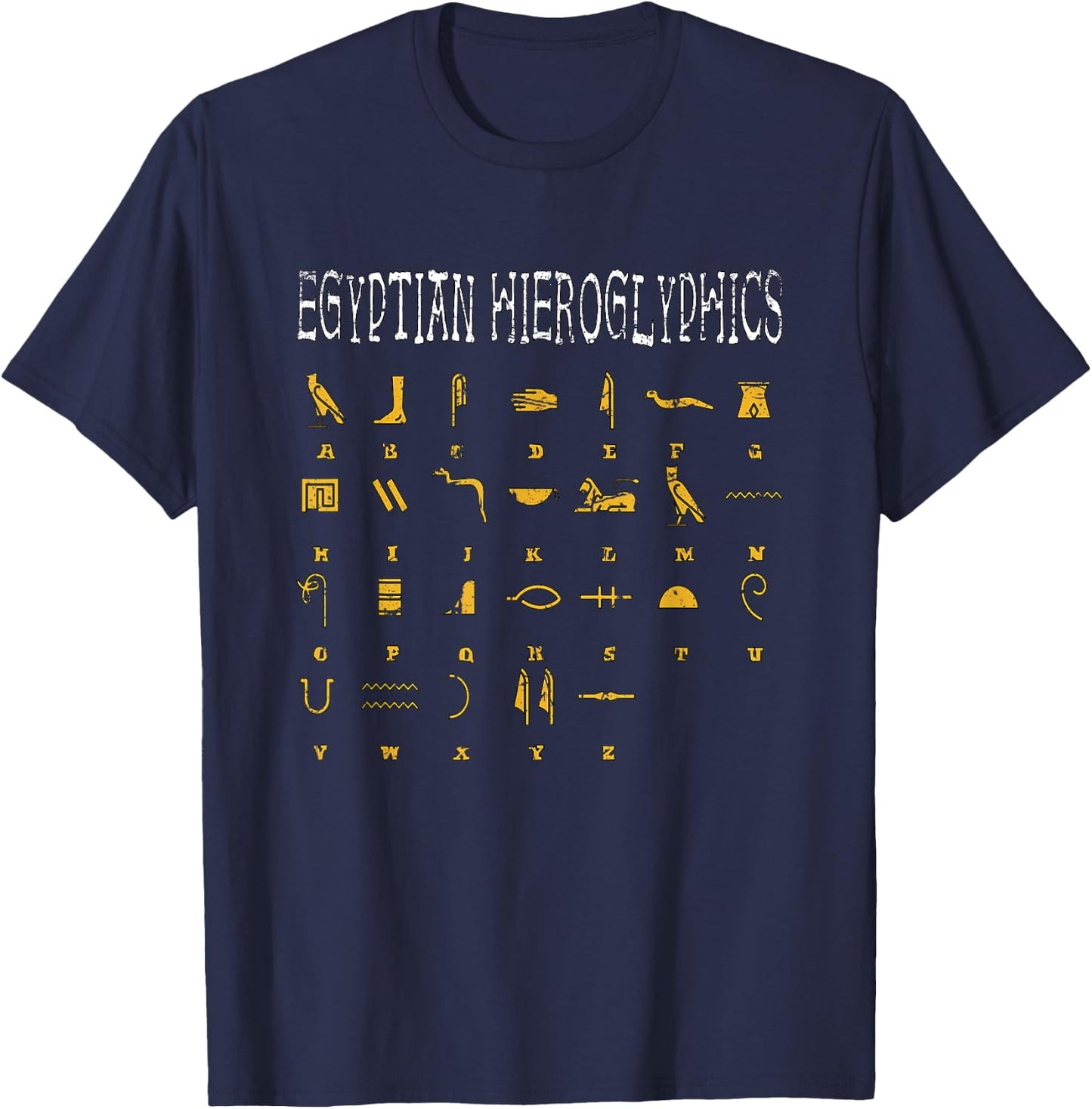 Egyptian Hieroglyphics I Egyptians Gods Ra Abc Alphabet T-Shirt - T-Shirt | Navy