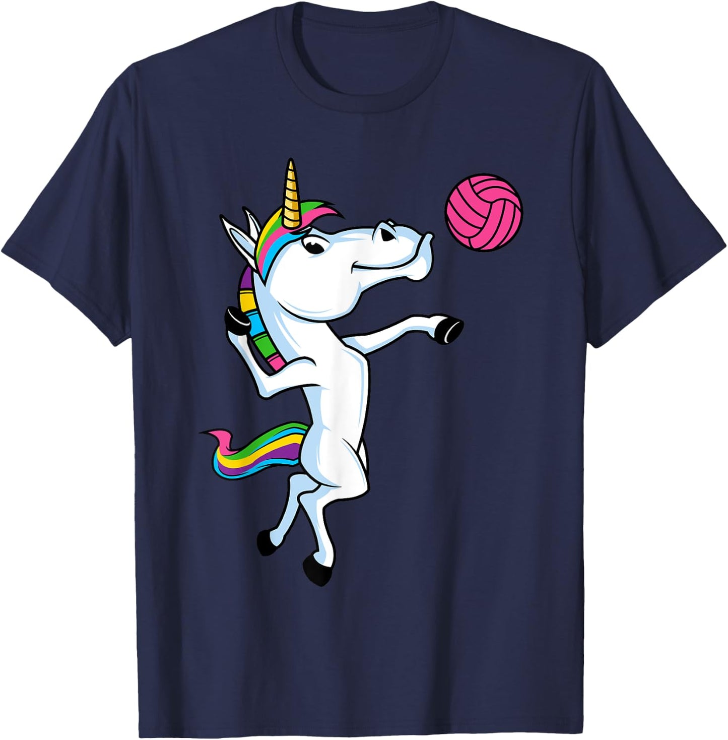 Funny Unicorn Sports Volleyball Magical Ball Player Athlete T-Shirt - T-Shirt | Navy