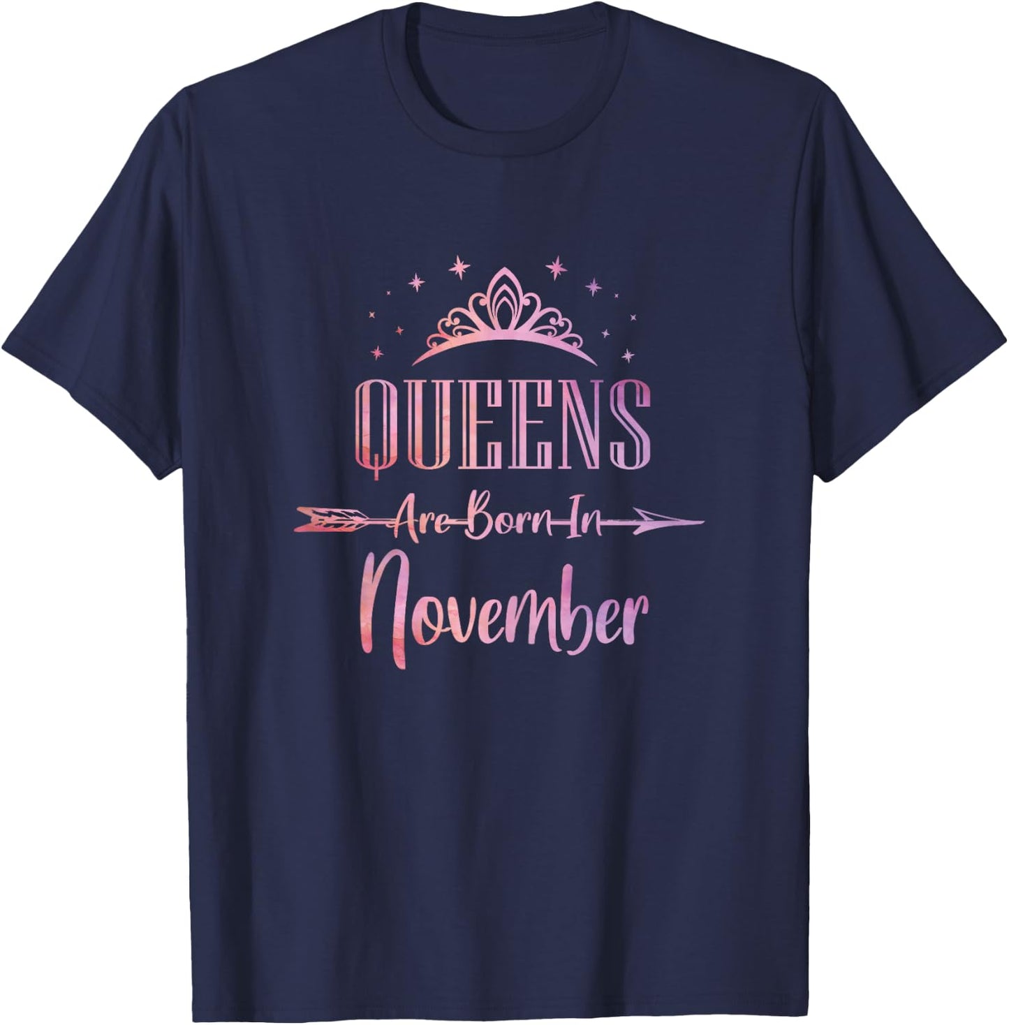 Women Queens Are Born In November Cute Girls Birthday Party T-Shirt - T-Shirt | Navy