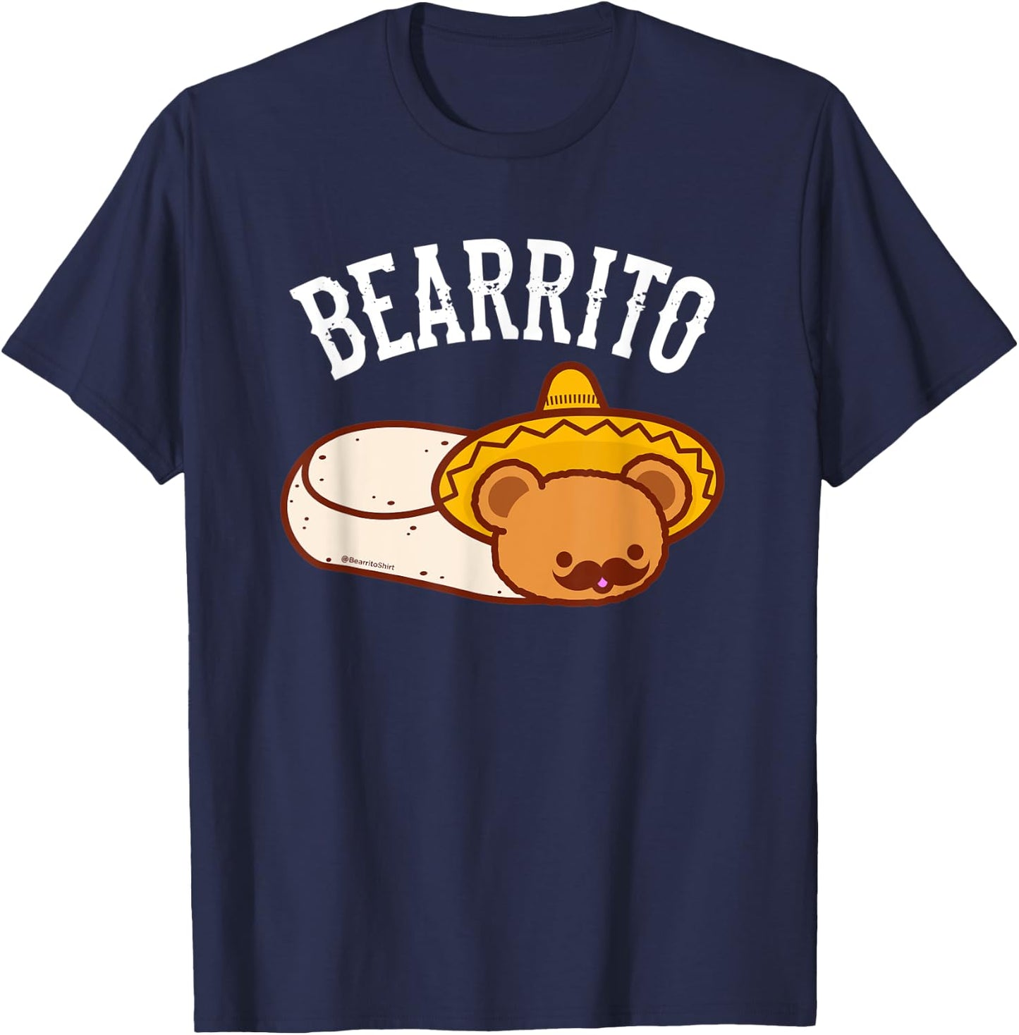 Mexican BEARRITO - Teddy Bear Burrito with Mustache T-Shirt - T-Shirt | Navy