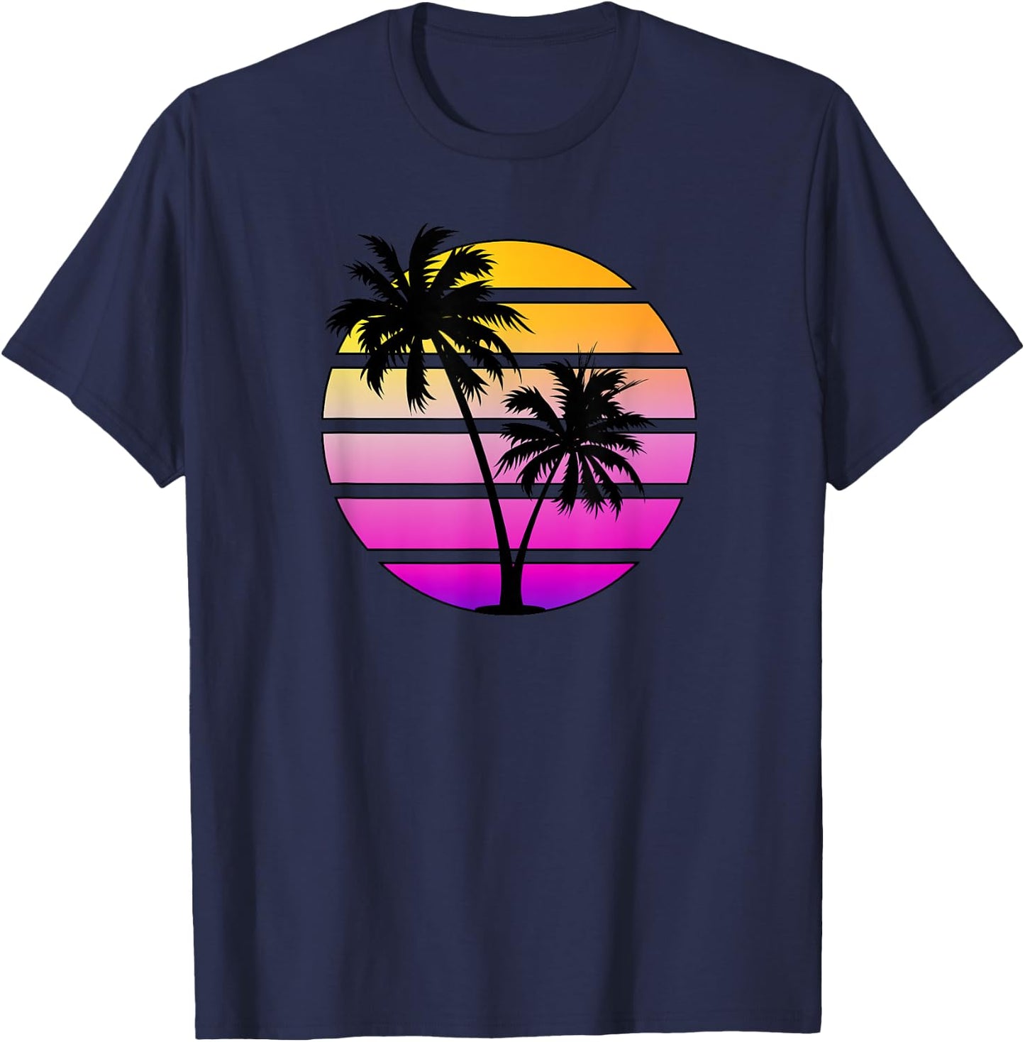 Synthwave Sunset Shirt T-Shirt - T-Shirt | Navy