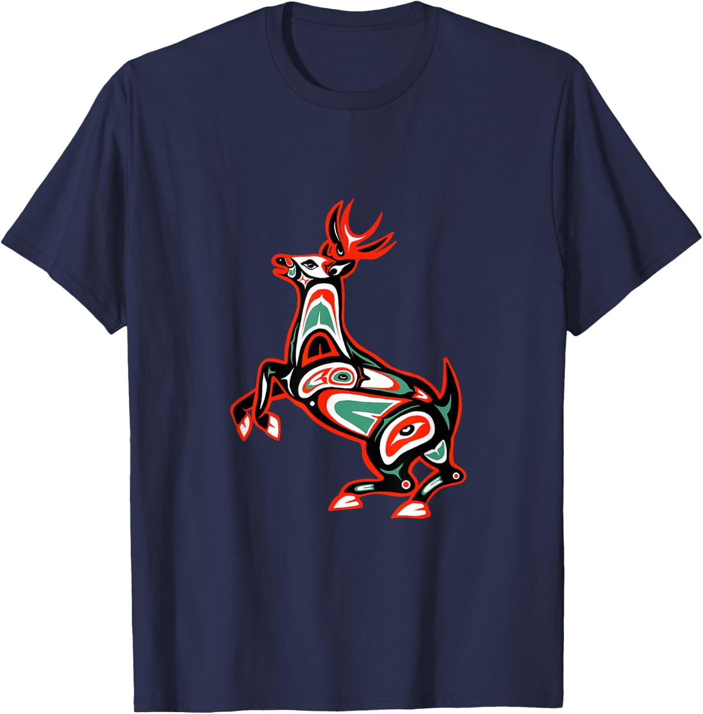 Haida art, Native American Style, Deer Totem T-Shirt - T-Shirt | Navy