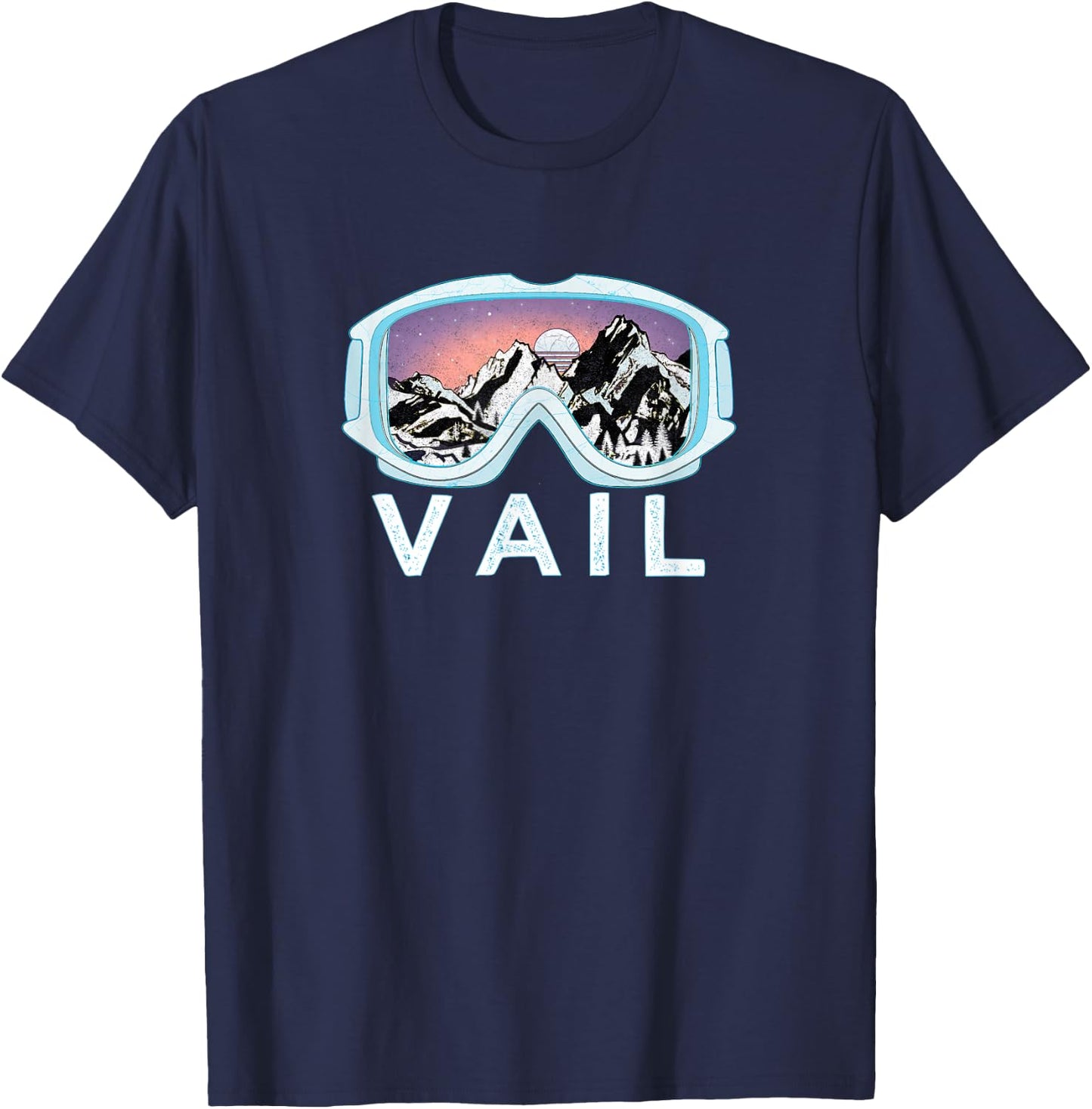 Vail Ski Snowboard Design/Vail, CO Goggles Skiing Snow Gift T-Shirt - T-Shirt | Navy