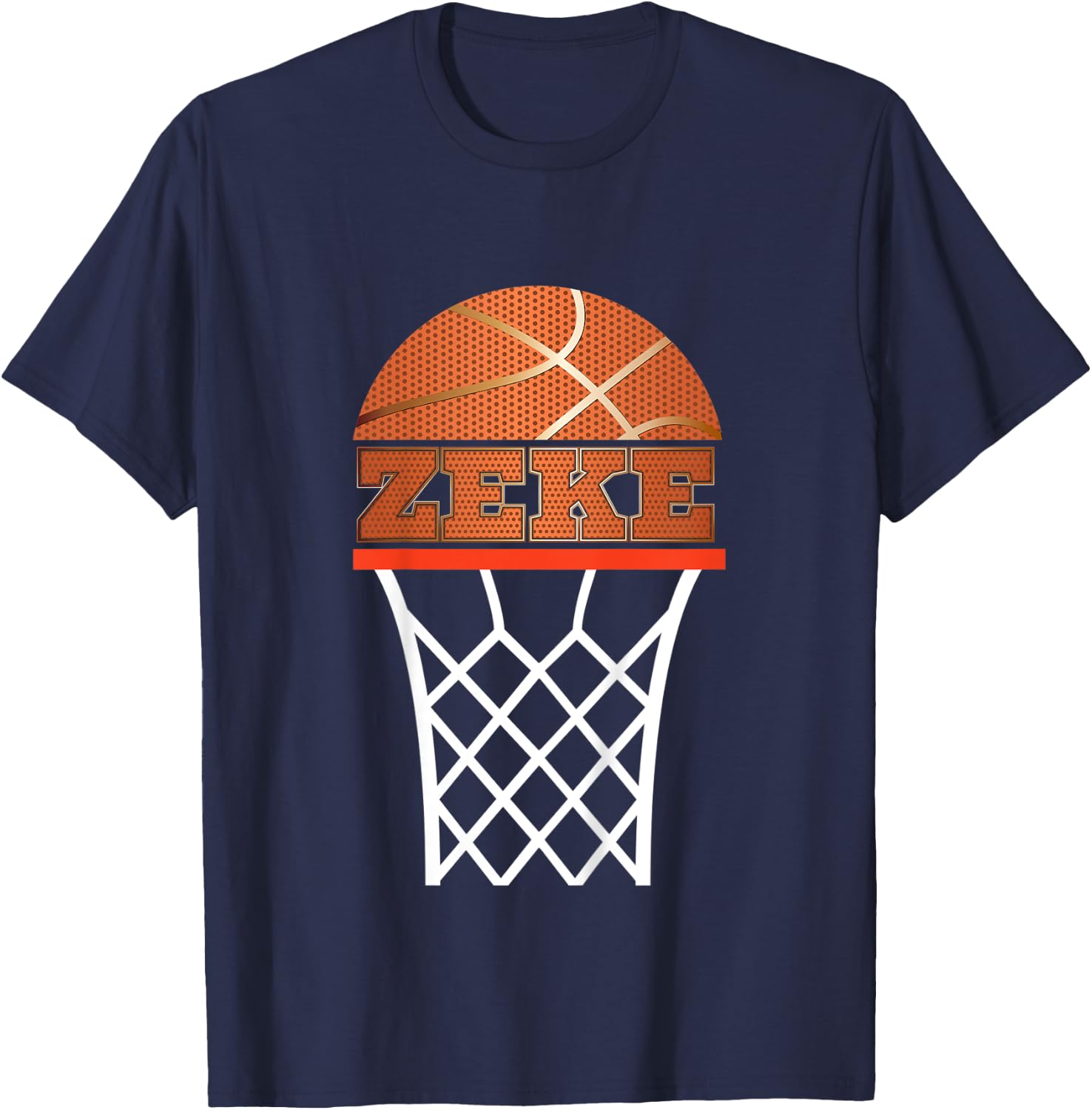Kids Basketball Zeke Custom Name Gift, Youth T-Shirt - T-Shirt | Navy