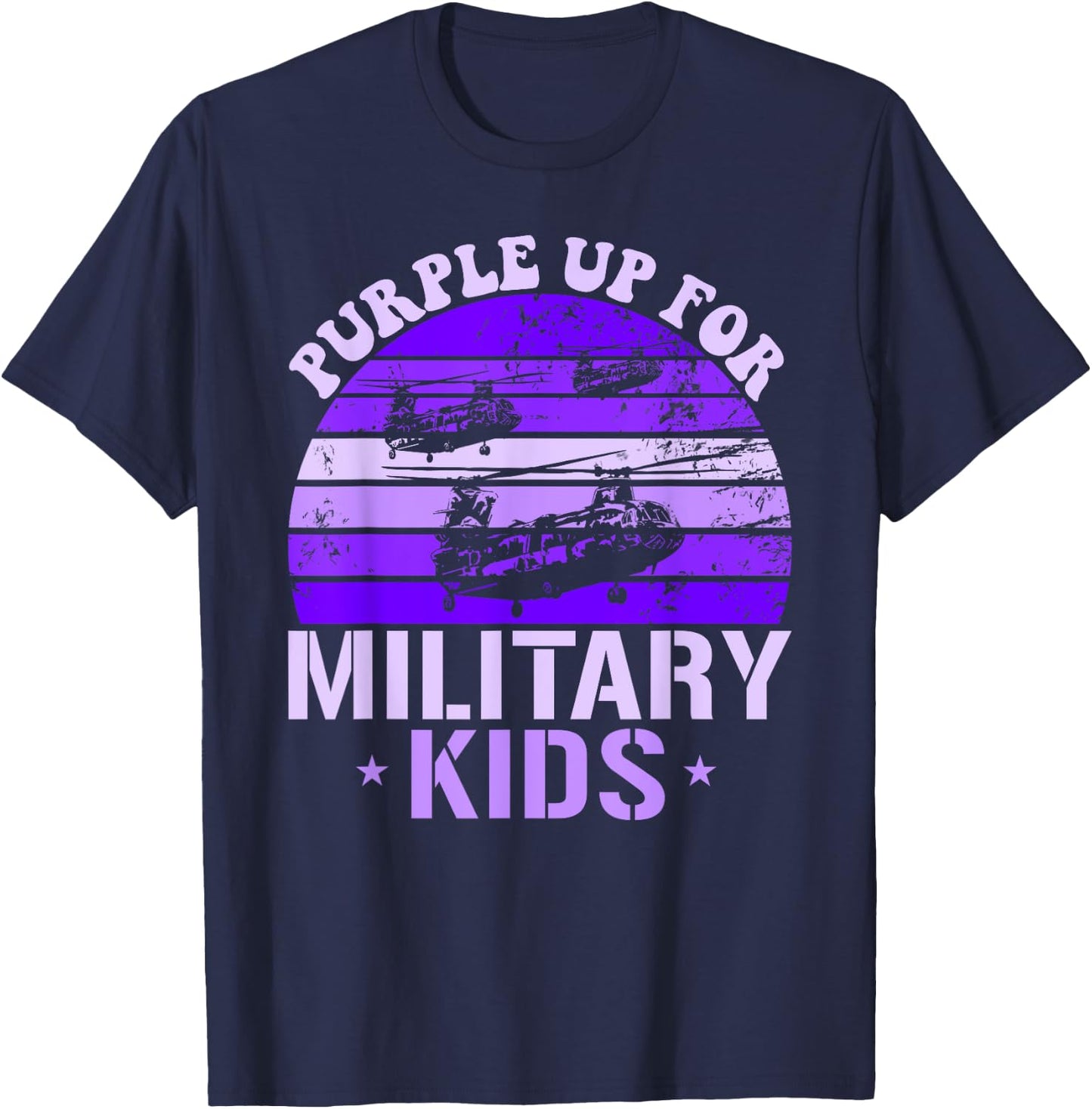 Purple Up For Military Kids CH46 Chinook Kids Purple Up T-Shirt - T-Shirt | Navy