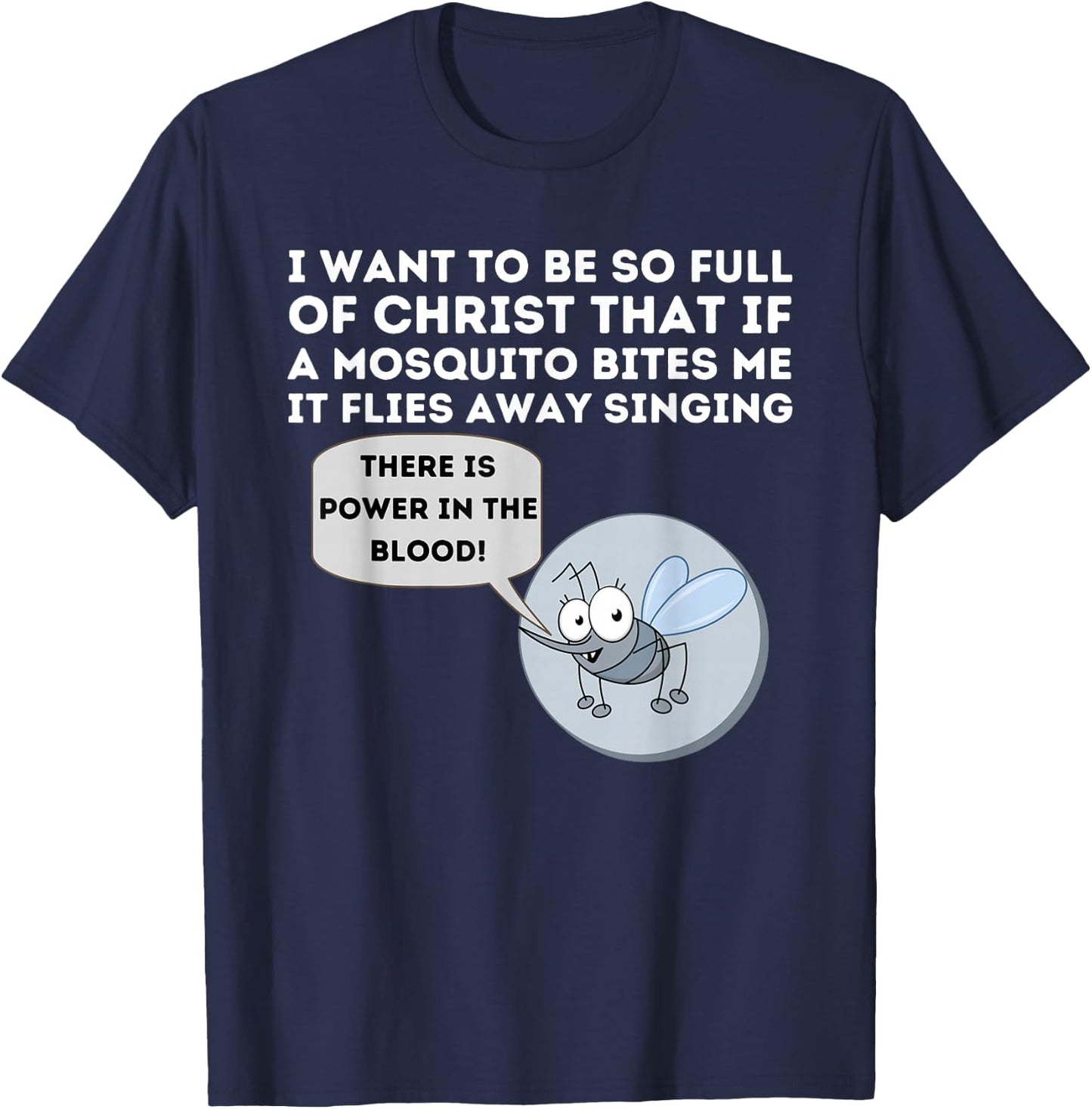 Mosquito Joke - Funny Christian Bible & Jesus Small T-Shirt - T-Shirt | Navy