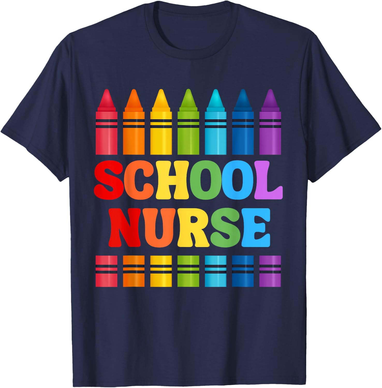 School Nurse Crayon Back to School T-Shirt - T-Shirt | Navy