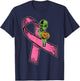 Pink Ribbon Alien Pumpkin Cool Halloween Breast Cancer Gifts T-Shirt - T-Shirt | Navy