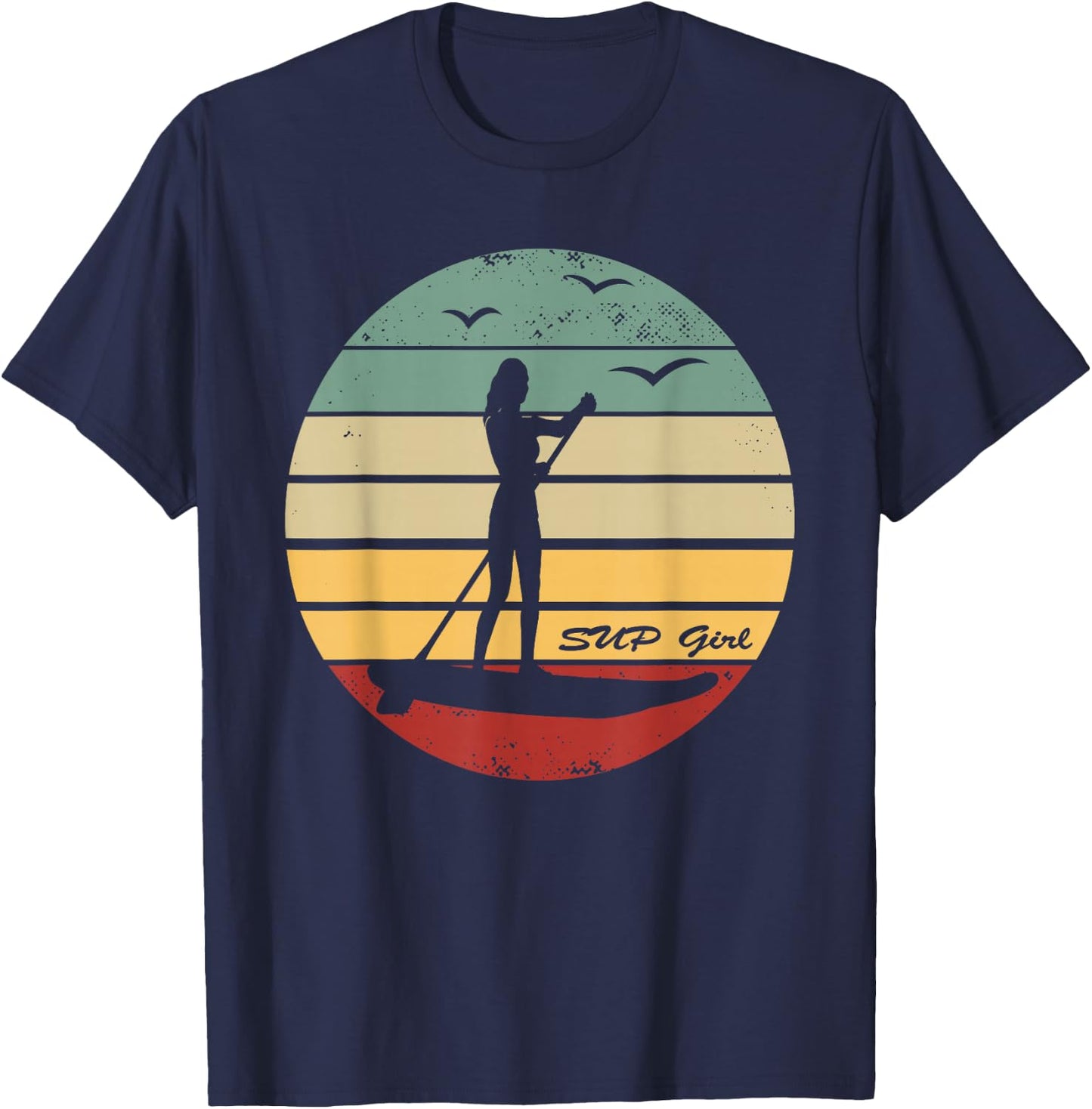 SUP Girl - Retro Stand Up Paddle Board - Water Sports Women T-Shirt - T-Shirt | Navy