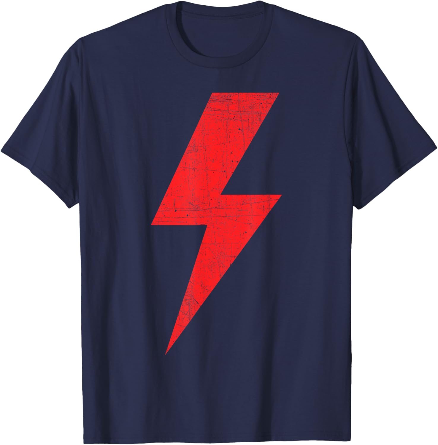 Bolt of Lightning Thunderbolt RED Front Back Team T-Shirt - T-Shirt | Navy