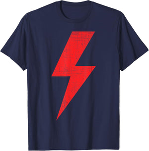 Bolt of Lightning Thunderbolt RED Front Back Team T-Shirt - T-Shirt | Navy