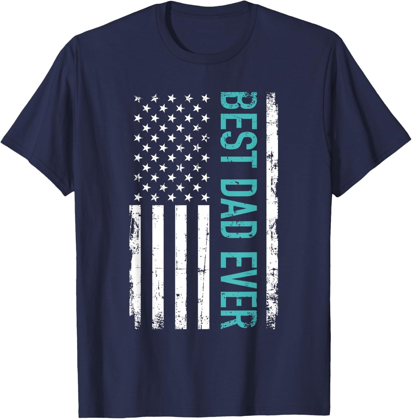 Father's day Best dad ever with US american flag Short Sleeve T-Shirt - T-Shirt | Navy