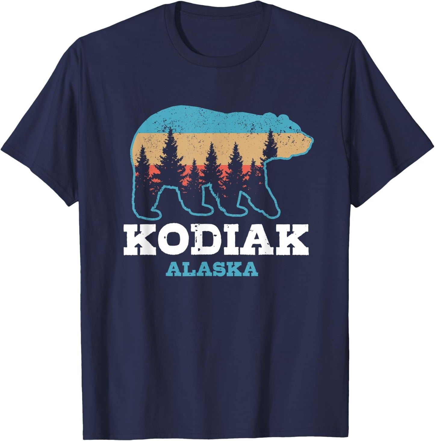 Kodiak Alaska Vintage Grizzly Bear Nature Souvenir Gift T-Shirt - T-Shirt | Navy