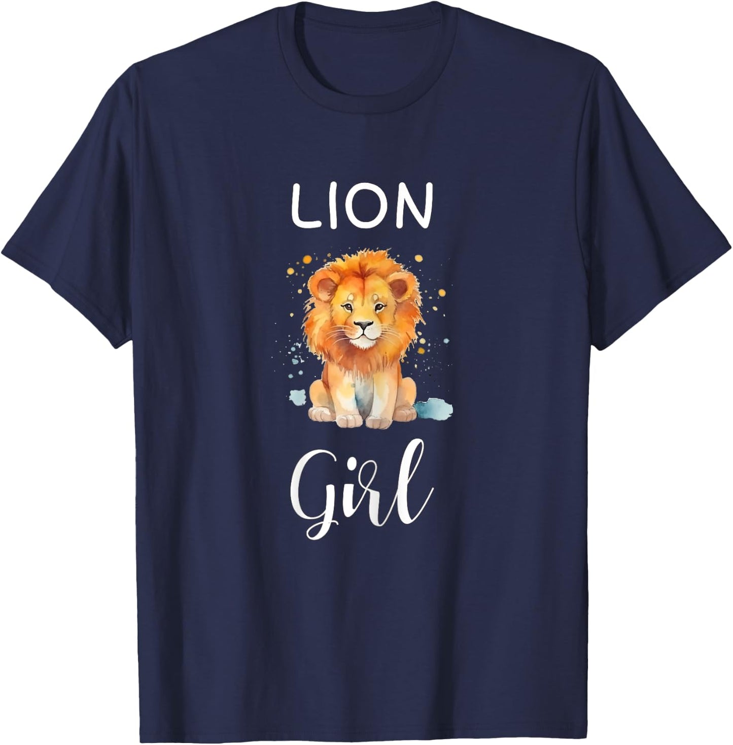Funny Lion Girl Shirt Artistic Cute Animal Lion Lover T-Shirt - T-Shirt | Navy