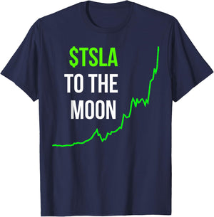 TSLA To The Moon Teslanaire Tslanaire Graph Stocks T-Shirt - T-Shirt | Navy