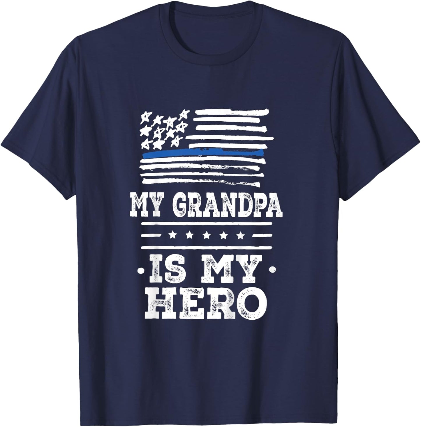 Kids My Grandpa is my Hero Police Officer Grandson T-Shirt - T-Shirt | Navy