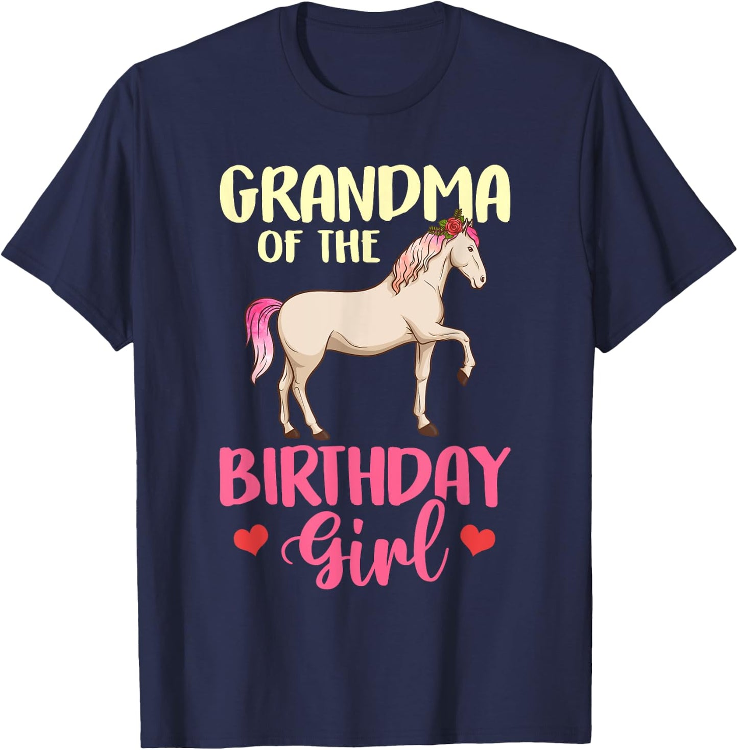 Grandma of the Birthday Girl Horse Equestrian Party Family T-Shirt - T-Shirt | Navy