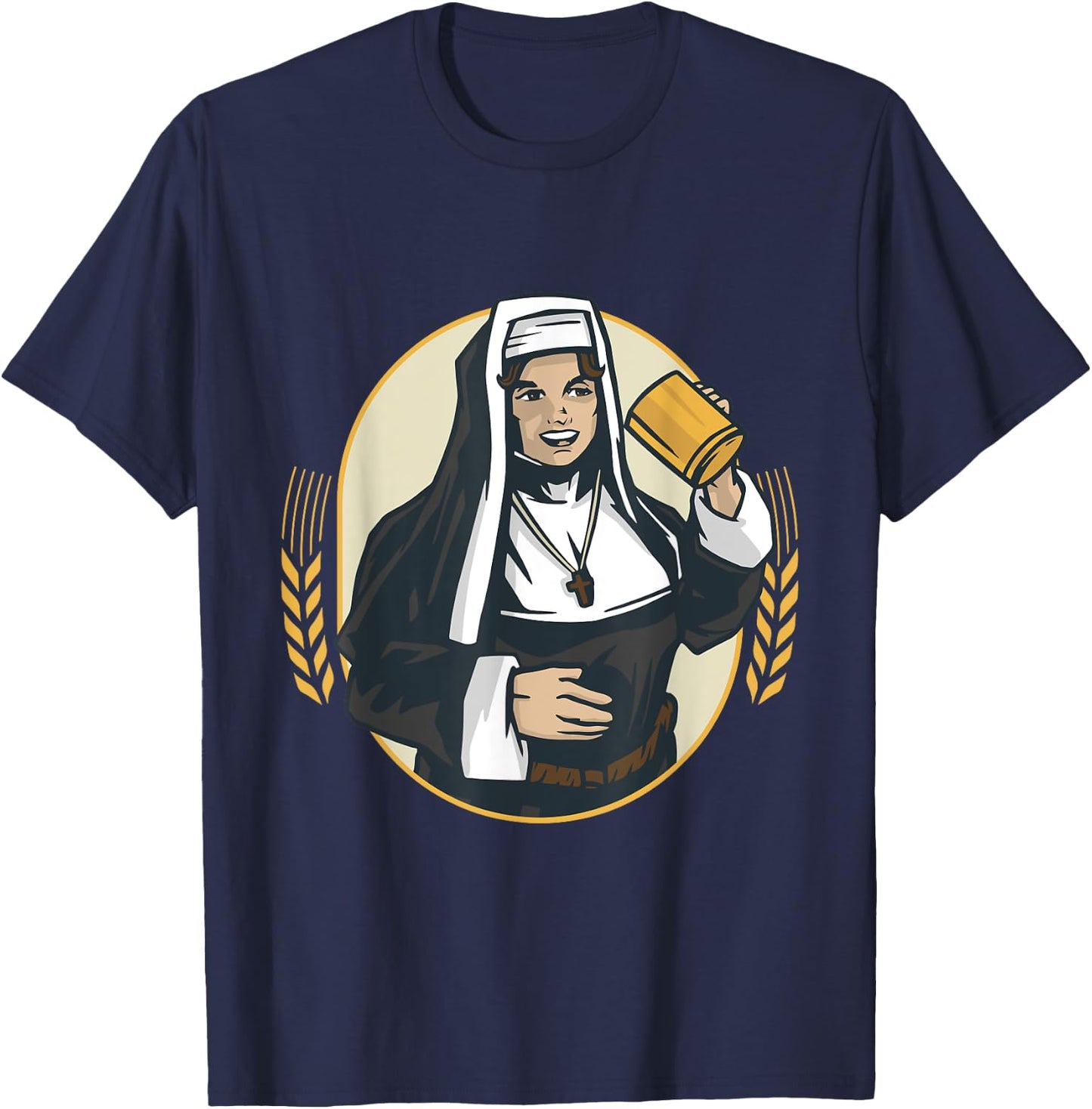 Nun drinks beer T-Shirt - T-Shirt | Navy