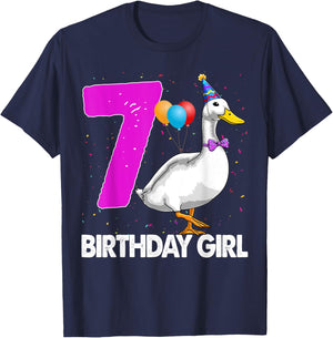 Funny Birthday Girl 7 Duck Shirt Women Duck Lovers T-Shirt - T-Shirt | Navy