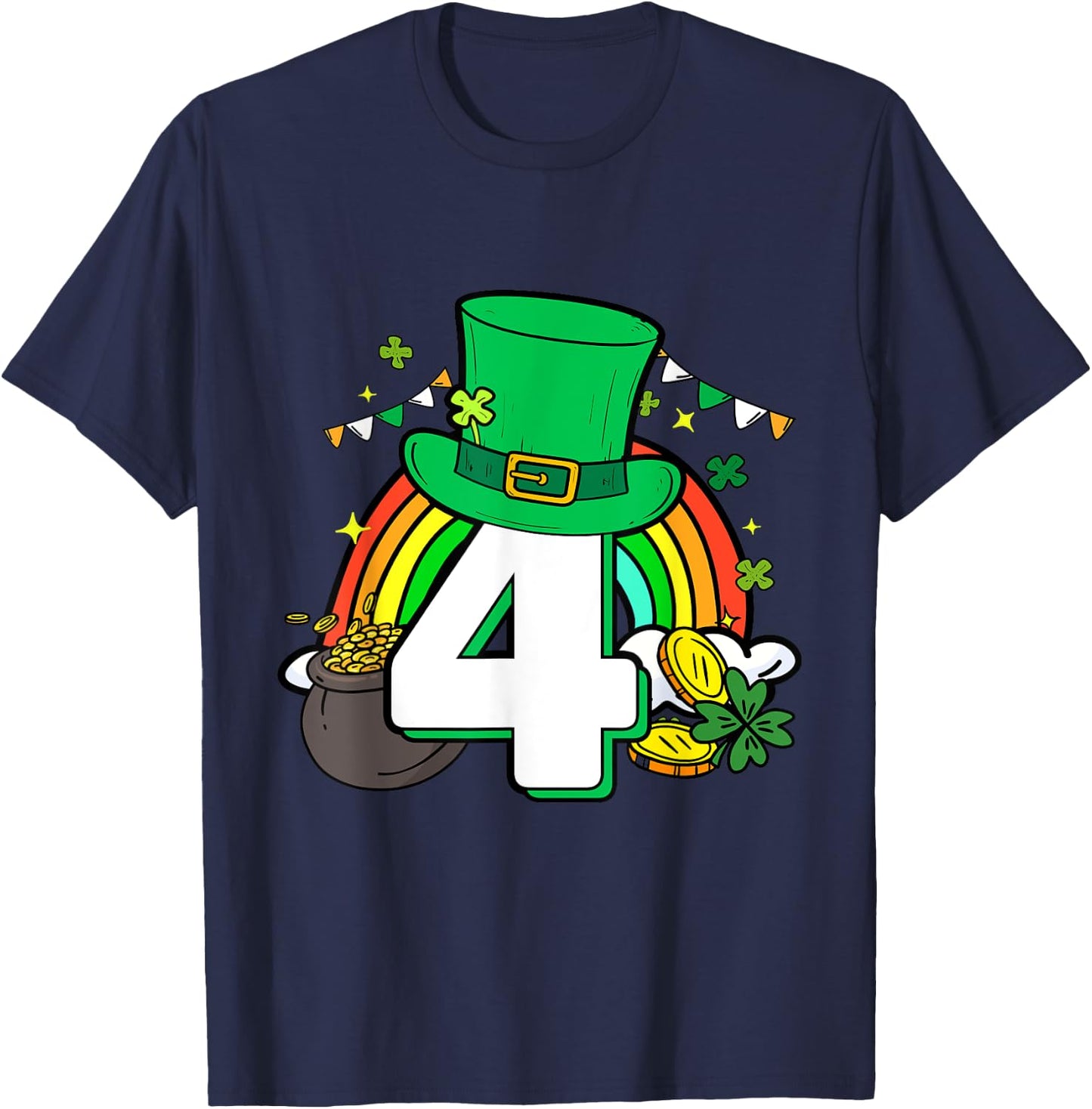 4th Birthday St Patrick's Day 4 Years Old Boys Girls Kid T-Shirt - T-Shirt | Navy